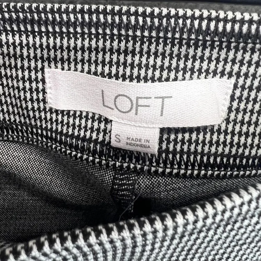 LOFT Womens S Bootcut Fit Black White Houndstooth Dress Pants Pull On‎ 30x32 NWT